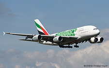 Airbus A380-861 | A6-EEZ | Emirates Airline  |  Expo 2020 Dubai.UAE sticker in green | Z&UUML;RICH (LSZH/ZRH) 04.09.2018