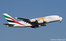 Airbus A380-861 | A6-EOU | Emirates Airline  |  Expo 2020 Dubai.UAE sticker in orange | Z&UUML;RICH (LSZH/ZRH) 05.09.2018