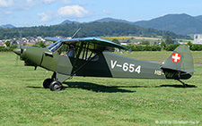 Piper PA-18-150 Super Cub | HB-PAV | private  |  This Piper PA-18 is one of 4 aircraft of this type used by the Swiss Air Force. | LSZF 28.06.2025