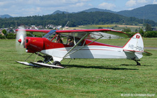 Piper PA-18-150 Super Cub | HB-POU | private  |  This Piper PA-18 Super Cub is seen here arriving from Mollis where it is based. | LSZF 28.06.2025