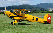 Buecker Bu-131 | HB-UUD | private  |  This Bücker Bu-131 is seen here about to enter the visitor's parking at Birrfeld. | LSZF 28.06.2025
