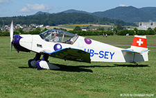Wassmer Jodel D.120 | HB-SEY | private  |  This Jodel D.120 was built in 1959. it is seen here just before entering the parking. | LSZF 28.06.2025