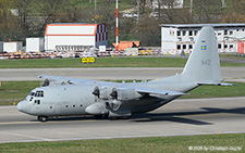 Lockheed C-130H Hercules | 84002 | Royal Swedish Air Force  |  After the first aborted take-off, the C-130 tries it again. The long exposure time allow to get the propeller blurry, a desired effect.  | Z&UUML;RICH (LSZH/ZRH) 23.03.2025