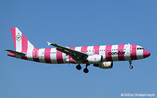 Airbus A320-214 | D-AICS | Condor  |  This Airbus A320 of Condor has been painted in the Breast Cancer Awareness special colours in SEP2024 and is seen here arriving from Frankfurt. | Z&UUML;RICH (LSZH/ZRH) 30.05.2025