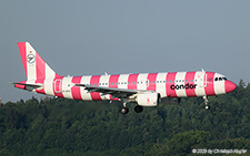 Airbus A320-214 | D-AICS | Condor  |  This Airbus A320 of Condor has been painted in the Breast Cancer Awareness special colours in SEP2024 and is seen here arriving from Frankfurt. | Z&UUML;RICH (LSZH/ZRH) 20.06.2025