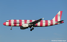 Airbus A320-214 | D-AICS | Condor  |  This Airbus A320 of Condor has been painted in the Breast Cancer Awareness special colours in SEP2024 and is seen here arriving from Frankfurt. | Z&UUML;RICH (LSZH/ZRH) 18.07.2025