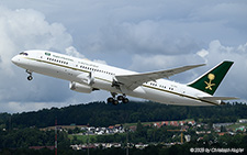 Boeing 787-8 | HZ-HM3 | Saudi Royal Aviation  |  This Boeing 787-8 of the Royal Saudi Aviation is departing on runway 28 for a short flight to Munich. | Z&UUML;RICH (LSZH/ZRH) 25.07.2025