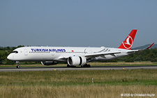 Airbus A350-941 | TC-LHE | Turkish Airlines  |  This Airbus A350-900 of Turkish Airlines took exit H2 after landing in Zurich. The use of exit H1 would be a preferred way, at least from the photographers point of view.  | Z&UUML;RICH (LSZH/ZRH) 14.08.2025