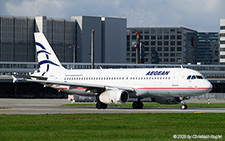 Airbus A320-232 | SX-DVG | Aegean Airlines  |  This Airbus A320 of Aegean Airways is entering runway 28 at Zurich for its flight AEE535 to Thessaloniki. | Z&UUML;RICH (LSZH/ZRH) 22.08.2025