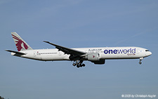 Boeing 777-3DZER | A7-BAB | Qatar Airways  |  The Boeing 777-300 is normally not used on the flights between Doha and Zurich. This particular aircraft has been painted in the OneWorld colour scheme in NOV2013.  | Z&UUML;RICH (LSZH/ZRH) 11.11.2025