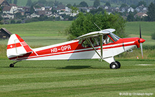 Piper PA-18-150 Super Cub | HB-OPR | private  |  This aircraft used to be displayed on floats at the Lucerne Museum of Transport, but was eventually reactivated and is currently based at Langenthal. | LSZO 14.06.2025