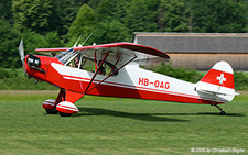 Piper L-4J Grasshopper | HB-OAG | private (Motorfluggruppe Langenthal)  |  This Piper L-4J Grasshopper is seen here arriving on runway 15 at Beromunster | LSZO 14.06.2025