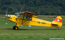 Piper L-4J Grasshopper | HB-ONH | private  |  This Piper J-3 is seen here arriving from Bex, where it is based. | LSZP 31.08.2025